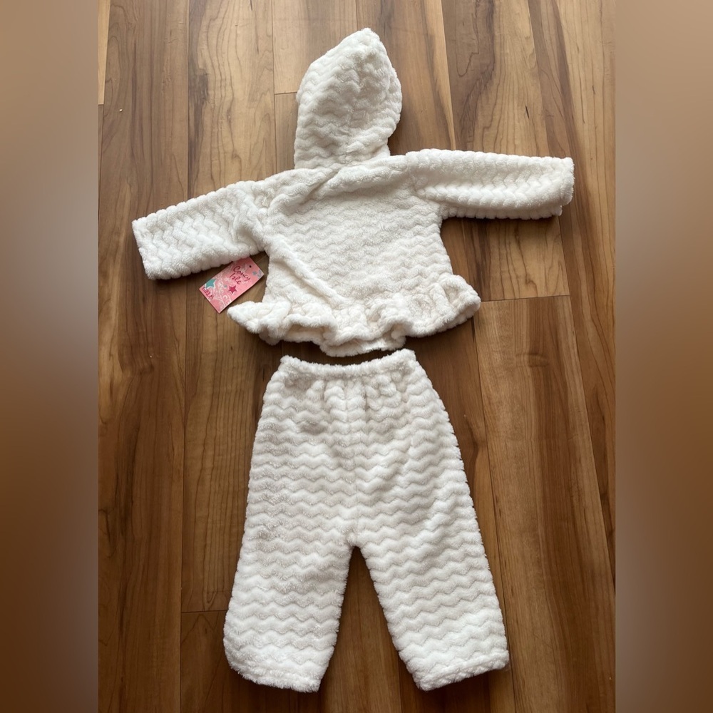Cute Babe Baby Girl Sherpa Hoodie & Pants Set | 6–9M NWT - Picture 6 of 8